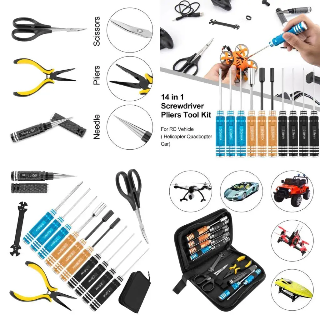 

652F 14pc Профессиональный класс сплошной шестиугольный набор инструментов для технического обслуживания дронов и проектов DIY