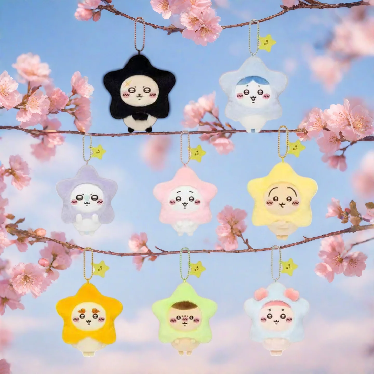 Llavero de peluche de la serie Star Wish – Lindo juguete de peluche de ardilla voladora Usagi Hachiware, colgante de estrella de cinco puntas, regalo