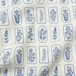 Sketching Flowers and Leaves 100% Cotton Fabric for Kids Clothes mask Home Textile Sewing Quilting DIY Needlework Material