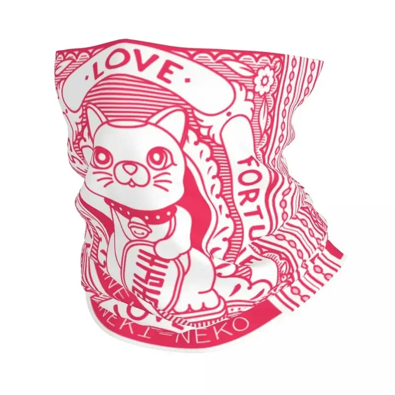 Maneki Neko-Diadema de invierno para hombres y mujeres, calentador de cuello, senderismo, camping, tubo, bufanda, lucky fortune, Cara de gato, bandana, polaina