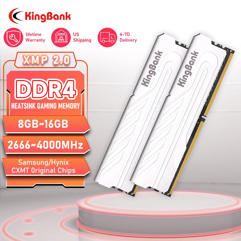 KingBank DDR4 memoria ram ddr4 32gb 8gbx2 16GBx2 16gb 3200MHz CL16 Memoria RAM UDIMM Memoria desktop Dissipatore di calore a doppio canale per PC