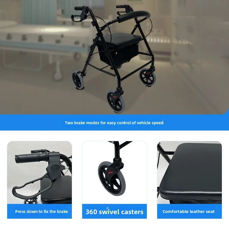 Rehabilitation Walker for The Elderly  Walking Aids for Crutches  Trolleys for Sitting  Fall Design and Adjustable Height