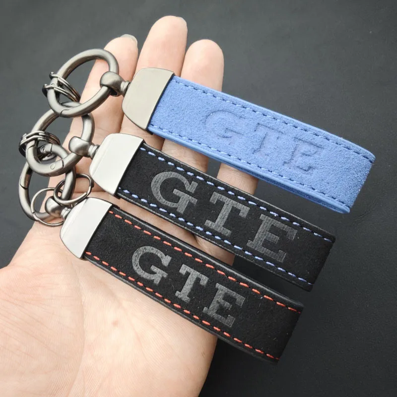 الفاخرة جلد الغزال GTE شارة شعار كيرينغ شعار السيارة المفاتيح لشركة فولكس فاجن جولف 4 5 6 باسات MK7 MK8 8 7 7.5 مفتاح ملحقات السلسلة