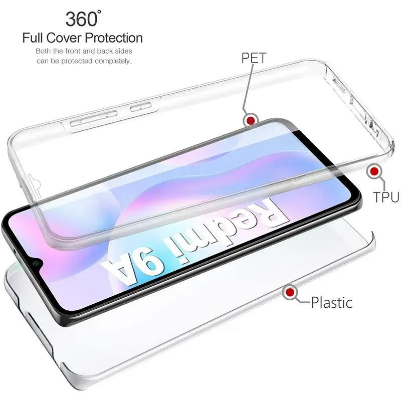 360 Double Front Back Full Protective Case For Xiaomi Redmi 13C 12C 10C 9C 9A Note 7 8 8T 9 9S 10 Note11 12 13 Pro Plus 5G Cover