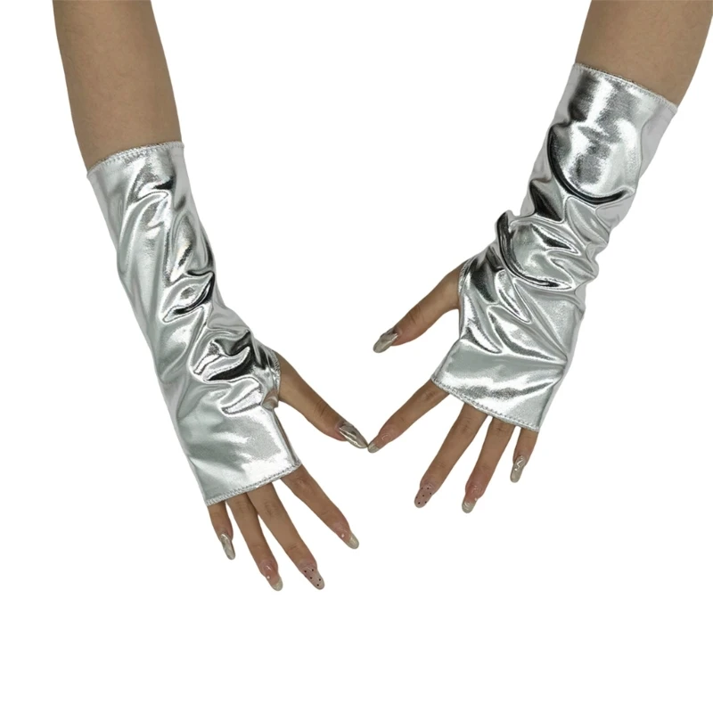 Party Gloves Women Wrist Lengthen PU Gloves Banquets Party Gloves Plain Color Etiquettes Elastic Dancing Dropshipping