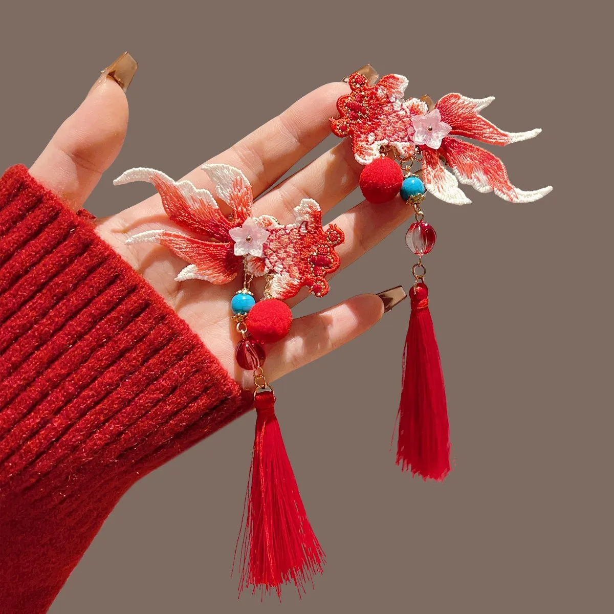 1 Paar Vintage-Haarspangen, trendige handgefertigte Haarnadeln mit Blumenquasten, Hanfu-Kleid, exquisite Kopfbedeckungen, eleganter Schmuck, Haar-Accessoires – Detail 6