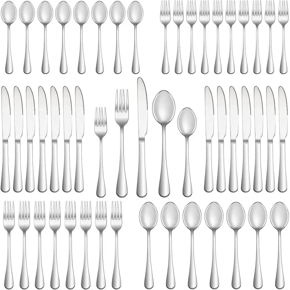

Набор столовых приборов из 50 предметов для 10 столовых приборов премиум-класса из нержавеющей стали, набор столовых приборов с зеркальной полировкой, прочный домашний набор