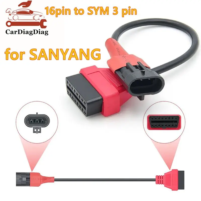 

Диагностический удлинительный кабель OBD для SYM 3 PIN для sym 3Pin к OBD2 16-контактный адаптер OBD разъем мотоцикла для SYM
