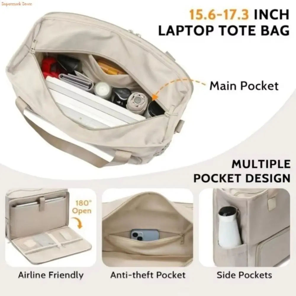 2 in 1 Lunch Tote Bag for Women Large Capacity Insulated 15.6 Inch Laptop Bag Lunch Compartment Computer Handbag Business