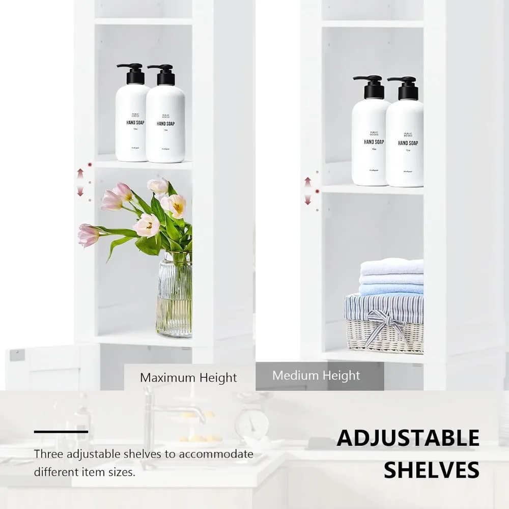slimline tall bathroom storage cabinet with adjustable shelves for compact spaces