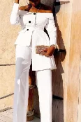Customized Women's clothing 2025 autumn temperament elegant suit collar long sleeved ruffle edge pants short one-piece clothes f