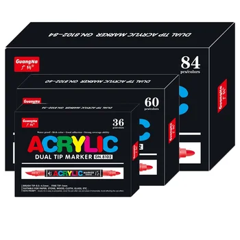 Caneta marcadora acrílica líquida direta, 168/120/60 cores, ponta dupla, à prova d'água, pincel macio, material escolar de natal, papelaria