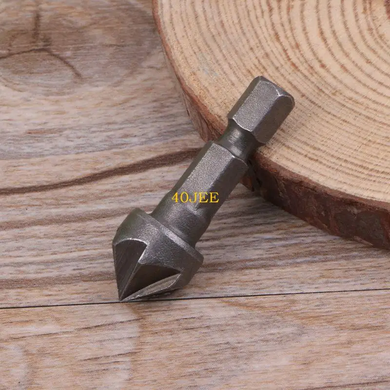 40JE CounterSink Drill Bit Set 6 Flueted CounterSink 1 / 4inch Hexagonal Handle Tool