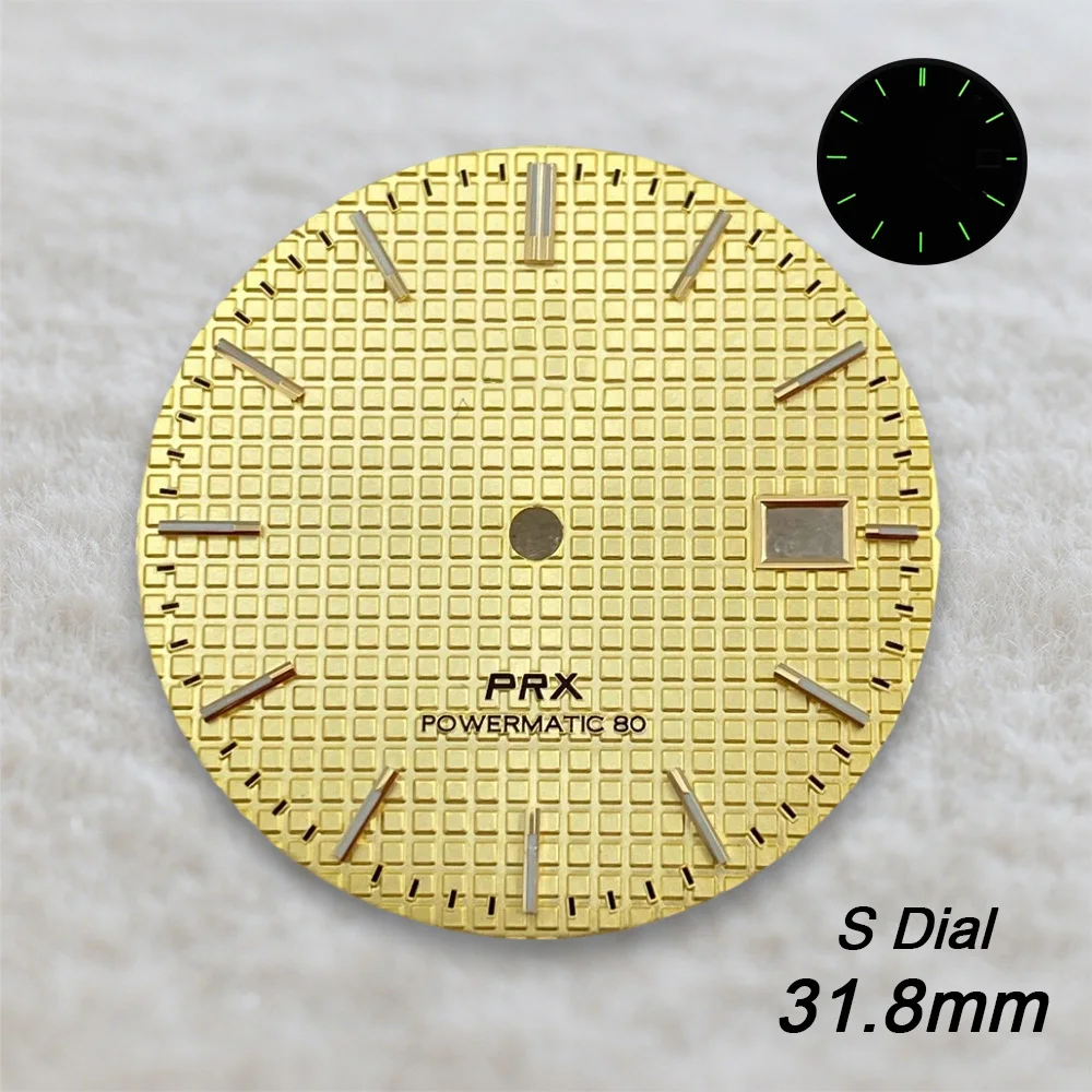 New S Logo 31.8mm PRX Dial Oak Dial Fit NH35/NH36/7S/4R Japanese Movement Green Luminous Watch Modification Repair Accessories