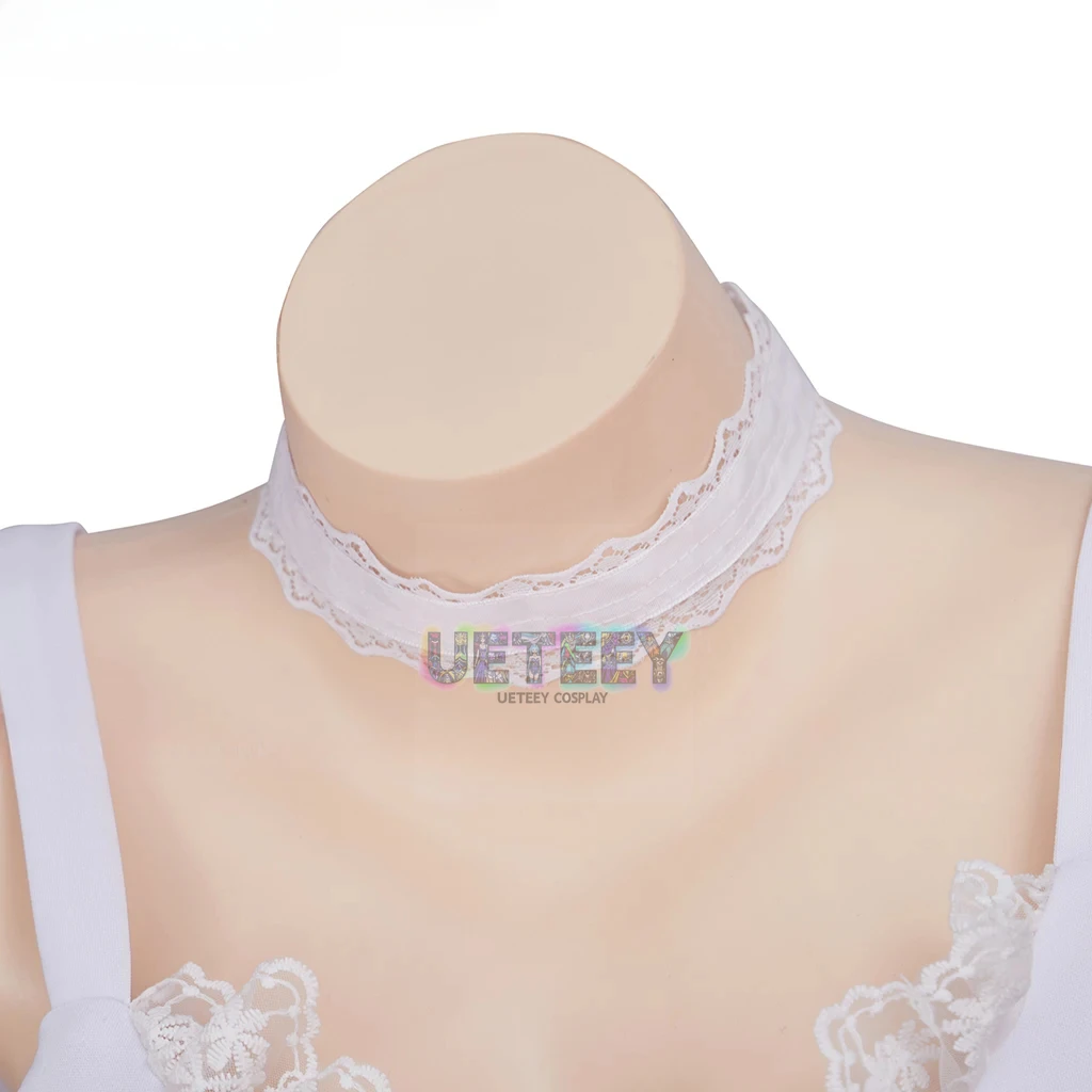 UETEEY لعبة كوسبلاي كاثرين أزياء تنكرية كاثرين مثير بحمالات بيضاء قصيرة مع جوارب مجموعة كاملة للنساء