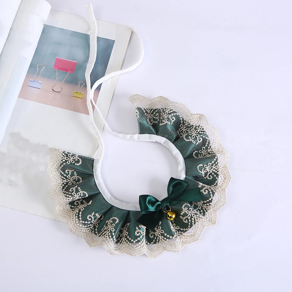 

Floral Dog Cat Lace Scarf Adjustable Collar Bow Tie Cotton Kitten Costume Green Necklace Pet Supplies Durability nament