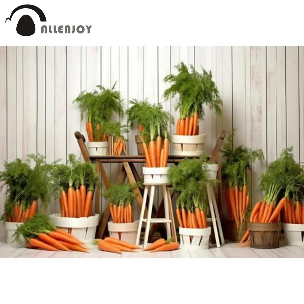 

Allenjoy Spring Carrots Photography Backdrop Easter Decoration Pastoral Style Children Photo props Background