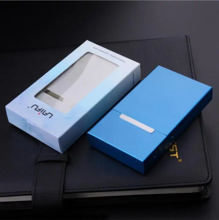 

Портативный портсигар с магнитной откидной крышкой из алюминиевого сплава, высококачественный тонкий женский портсигар, вмещающий 20 сигарет