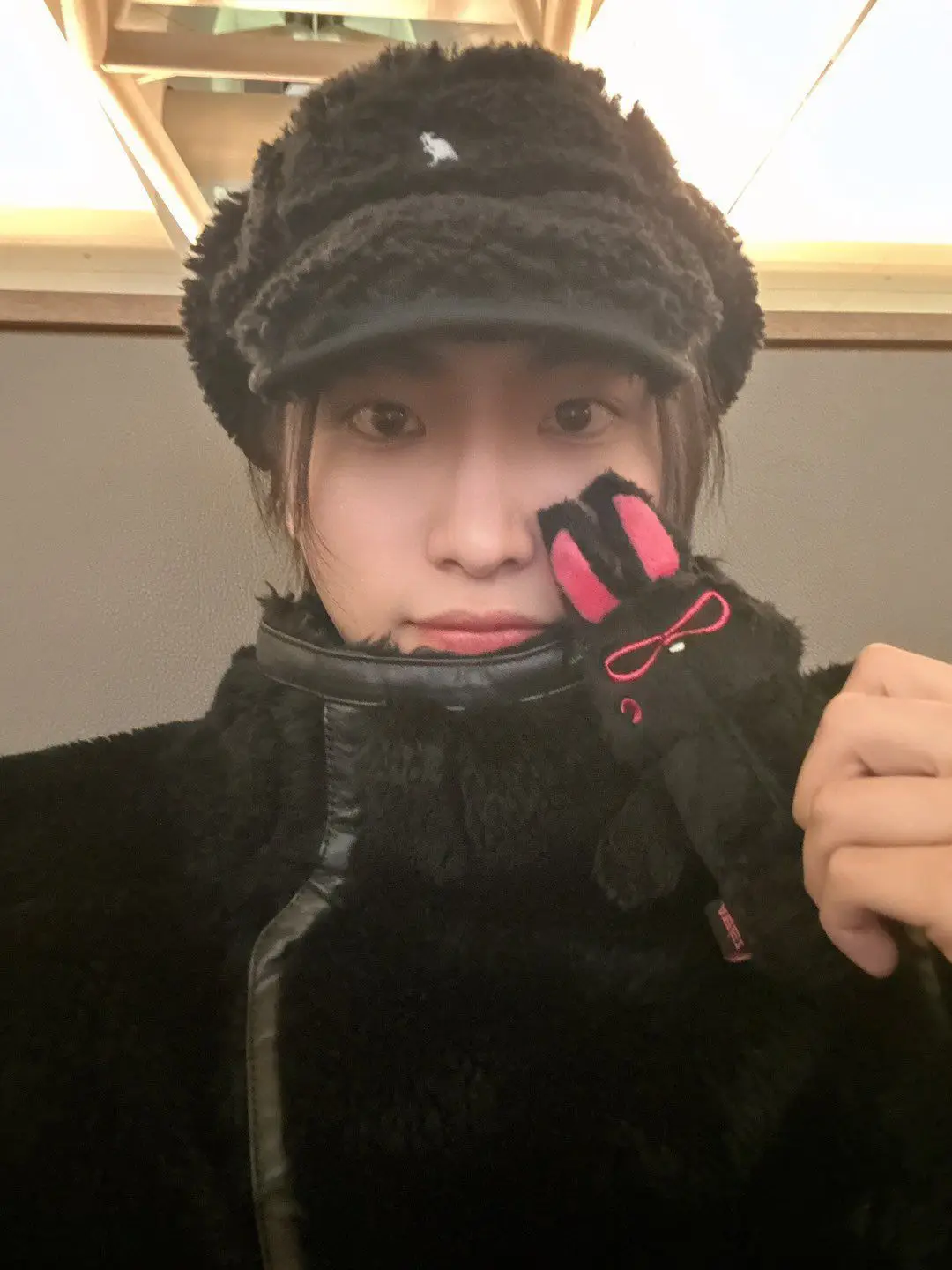 Portachiavi Kpop 13 cm Cartoon carino peluche fascia per capelli nero lungo orecchio ciondolo borsa accessorio portachiavi Kpop Idols YeoSang San Fans regalo