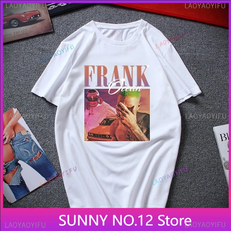 Men Clothing Frank Shirt Ocean Vintage T-Shirt Top Summer Fashion Casual Graphic Popular Trend Hip-hop Streetwear Short-sleev