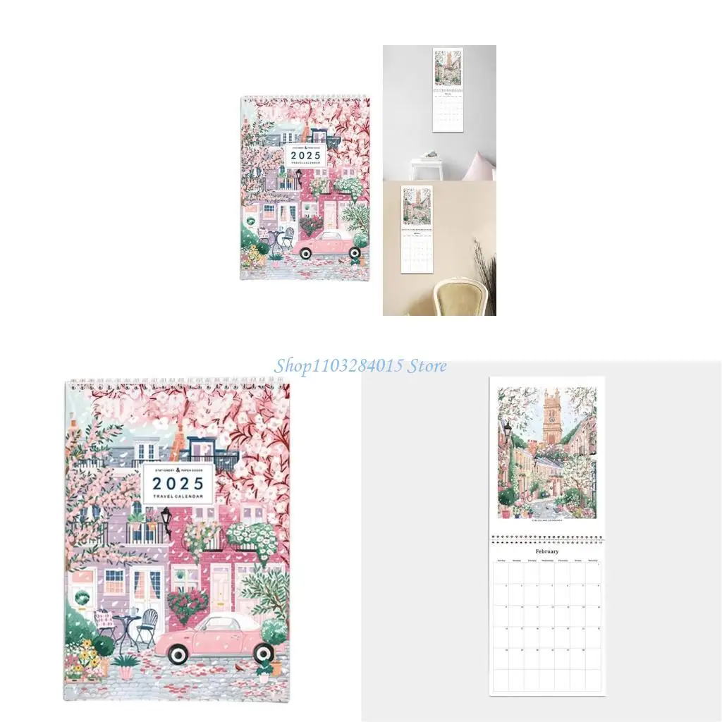 

R6FF 2025 Travel Checklist Wall Monthly Calendar 12 Month Referances January 2025 to December 2025 Unlined Daily Blocks