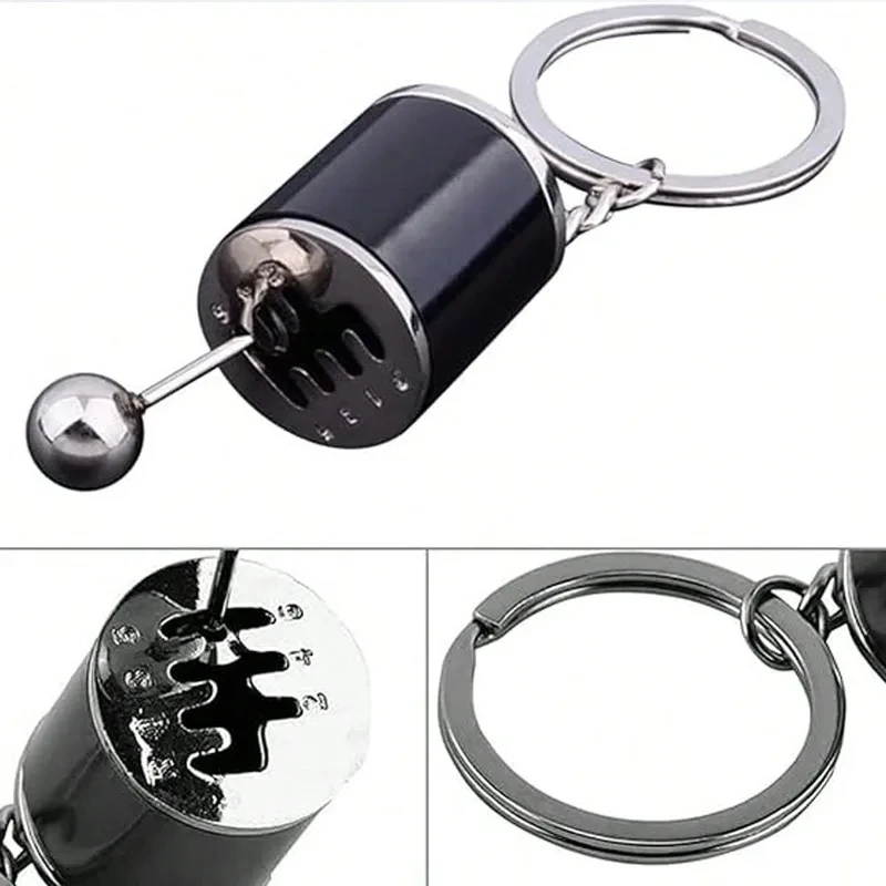 6 Speed Manual Transmission Key Fob - Metal Key Fob, Rust Resistant Stainless Steel Shift Lever Fittings for Car Lovers
