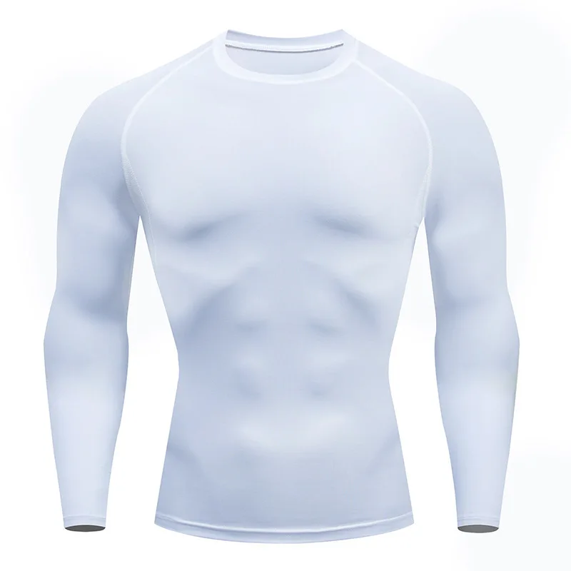 Camiseta deportiva de secado rápido para hombre, camisa de manga larga de compresión para culturismo y correr, camiseta ajustada para gimnasio,