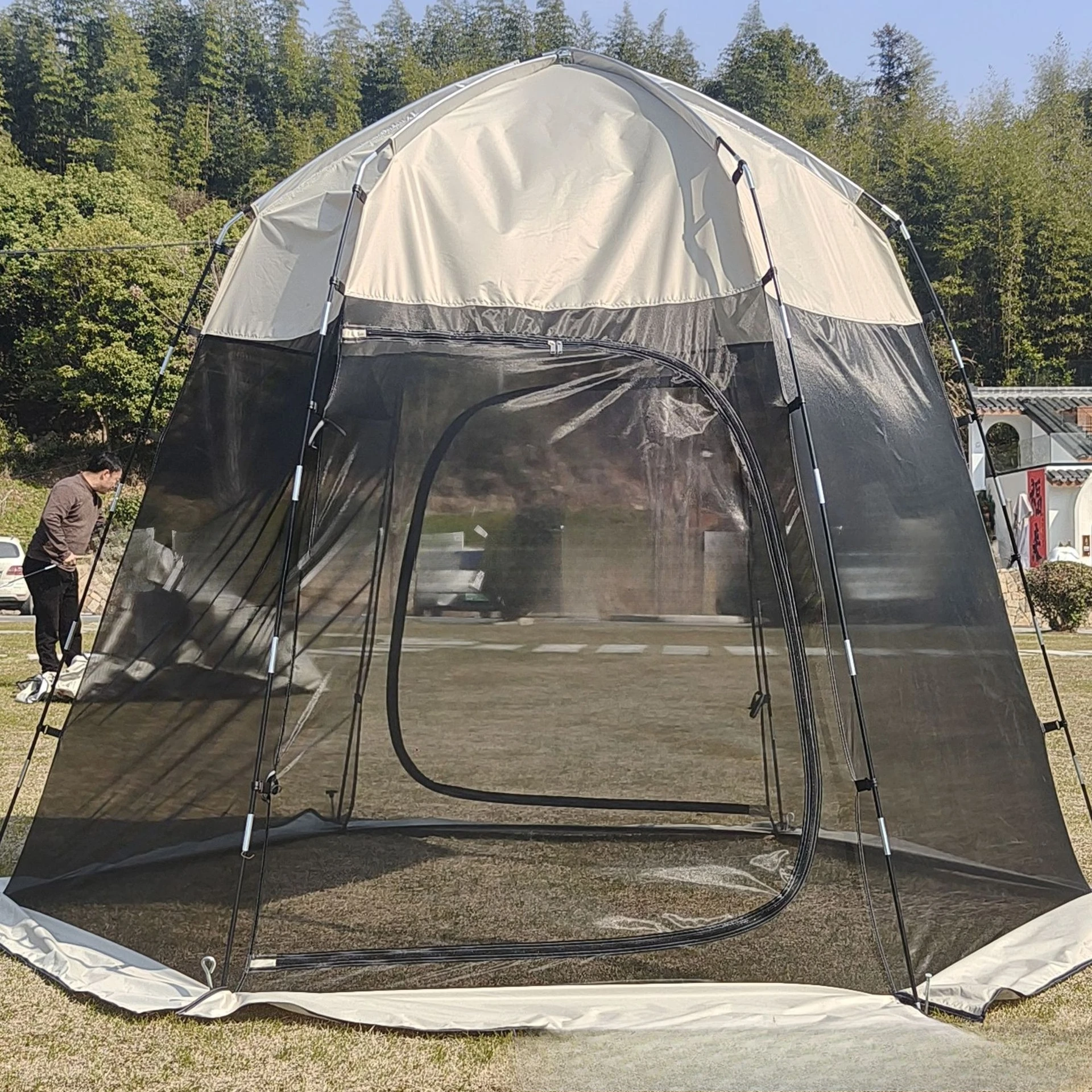 6 people full mesh hexagonal tent mosquito net, mosquito-proof breathable pavilion tent does not contain the bottom of the net