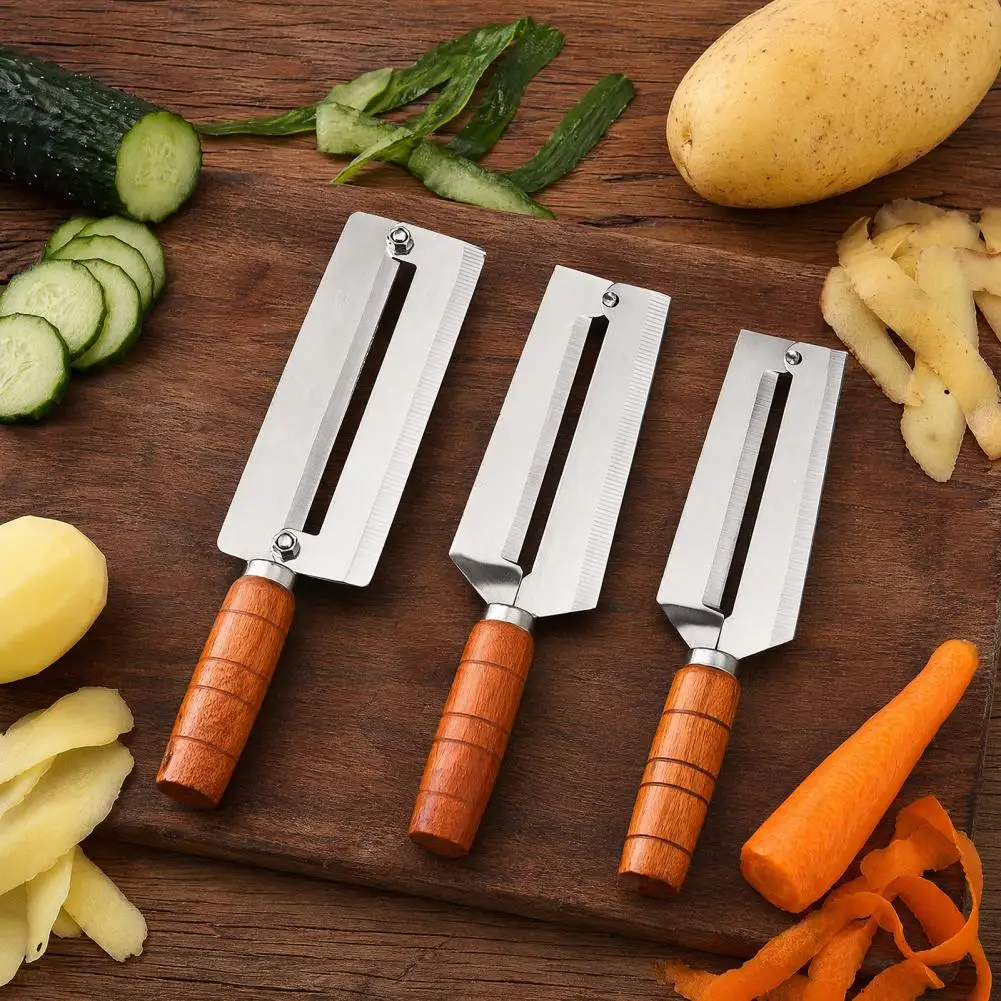 Outdoor Fruit Peeler Peeling Cutter with Wooden Handle Vegetable Peeler with Stainless Steel Head Multi-purpose for Kitchen