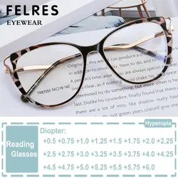 Fashion Sexy Cat Eye Computer Reading Glasses Retro Leopard Eyewear Anti Blue Light Ladies Glasses Frame Presbyopia Eyeglasses