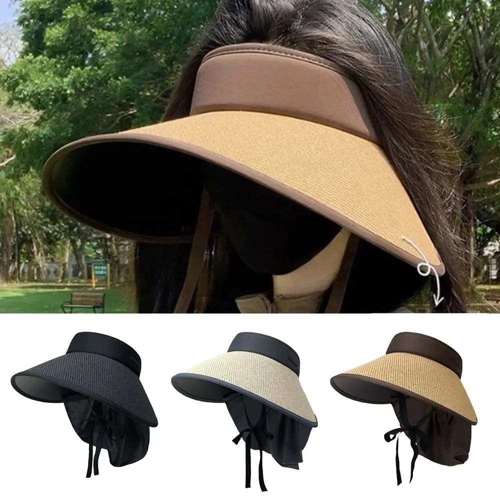 New Large Brim Sunshade Hat Detachable UPF 50+ Beach Hats UV Protect Foldable Neck Protective UV Sun Hat