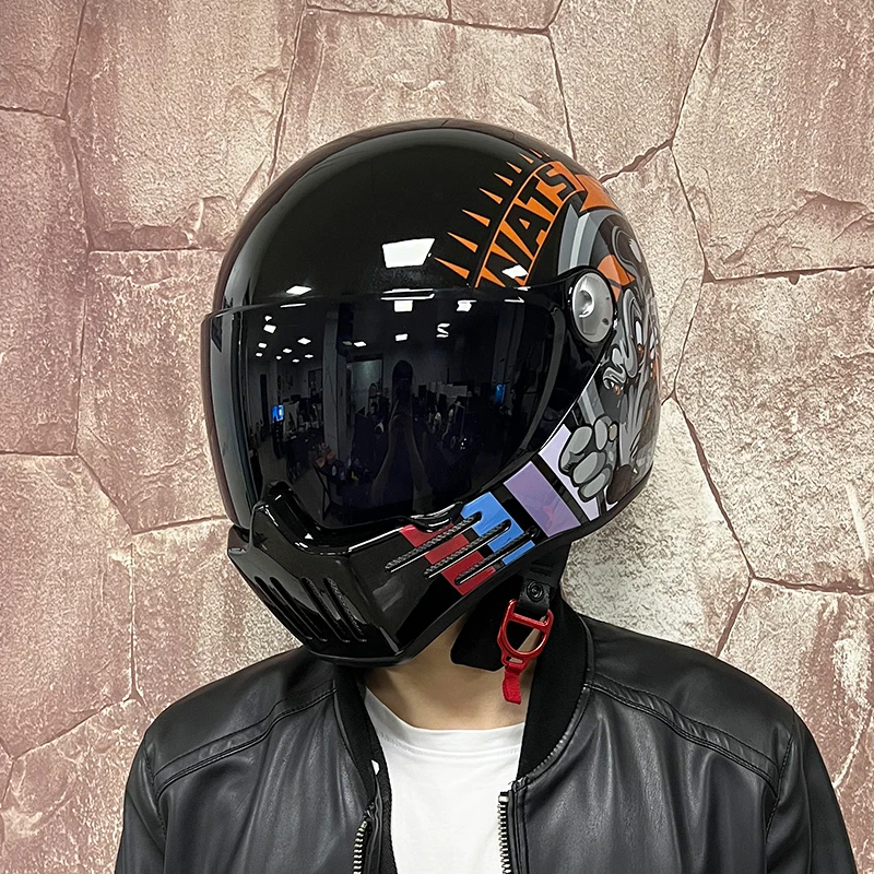 

Moto For Adults Full Face Motorycle Helmet Moto Retro Helmet Men Motorbike Riding Motocross Vintage Full Face Helmets Capacete