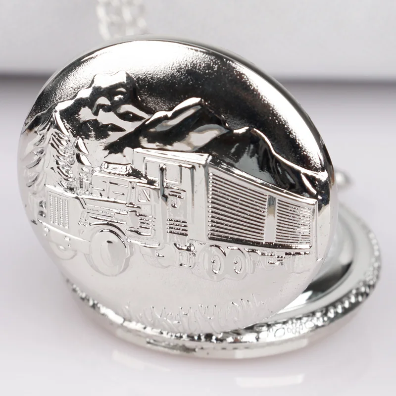 Retro Truck Pocket Watch with Chain Watch Car Truck Driver Pocket Watches for Men Women Necklace Gifts Clock Relogio De Bolso