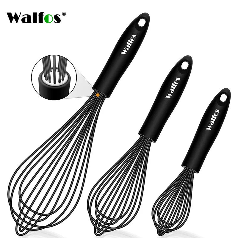 Walfos Silicone Heat Whisk Stainless Steel Wire Whisk - Mixing Bowl Kitchen Whisk For Non-Stick  Egg Foamer Stirrer Kitchen Tool