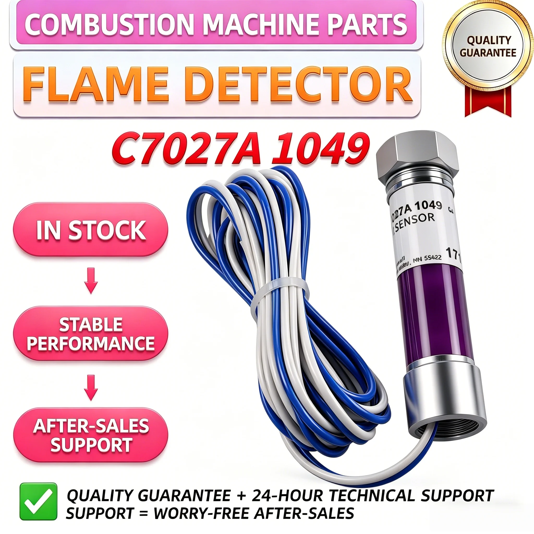 

New Original Flame UV Probe C7027A 1049 Flame Detector Minipeeper UV Sensor for Gas Oil Burner Replacement, 24h Fast Shipping