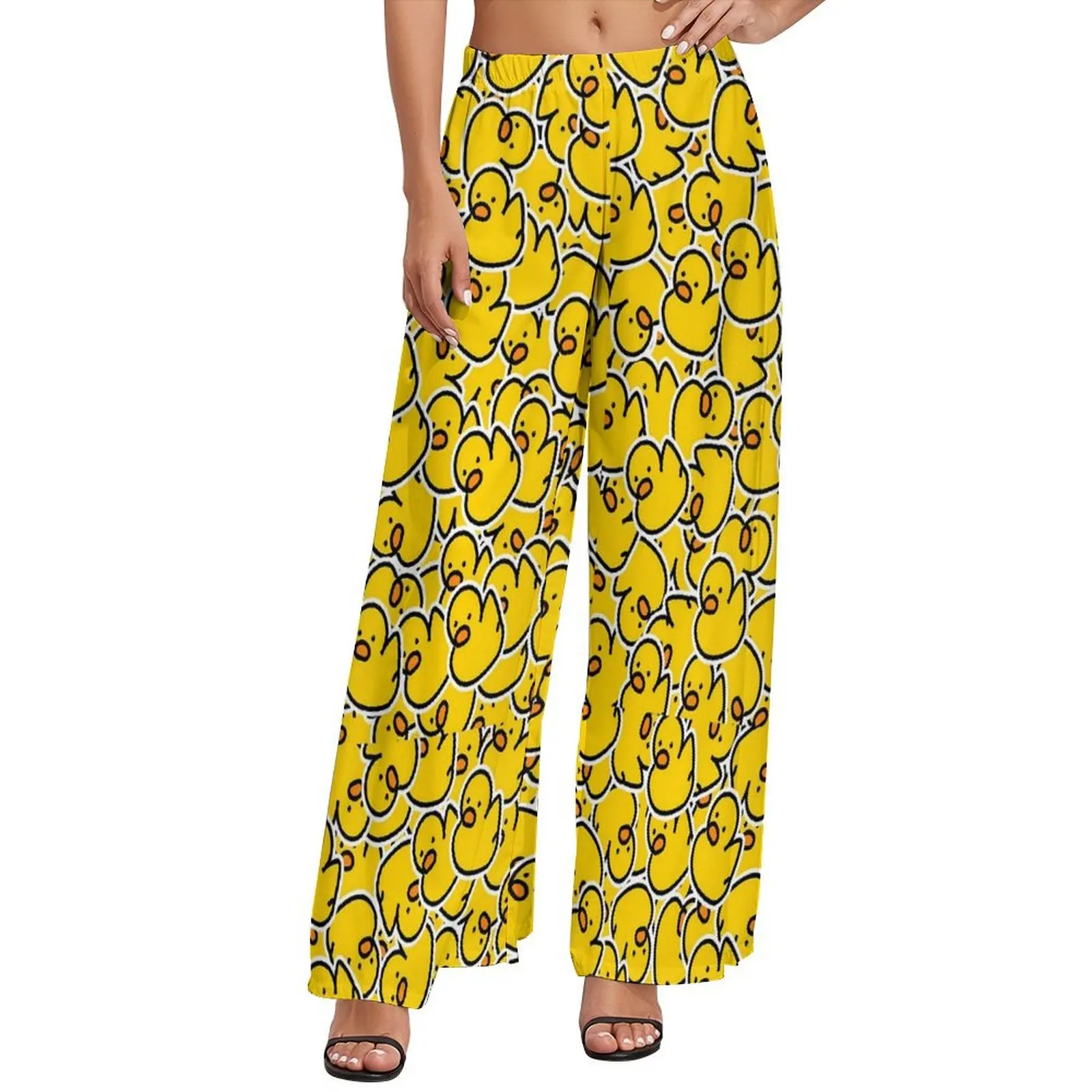 Bunch of Rubber Ducks Pants Yellow Animal Street Style Straight Wide Pants High Waist Sexy Trousers Big Size 4XL 5XL