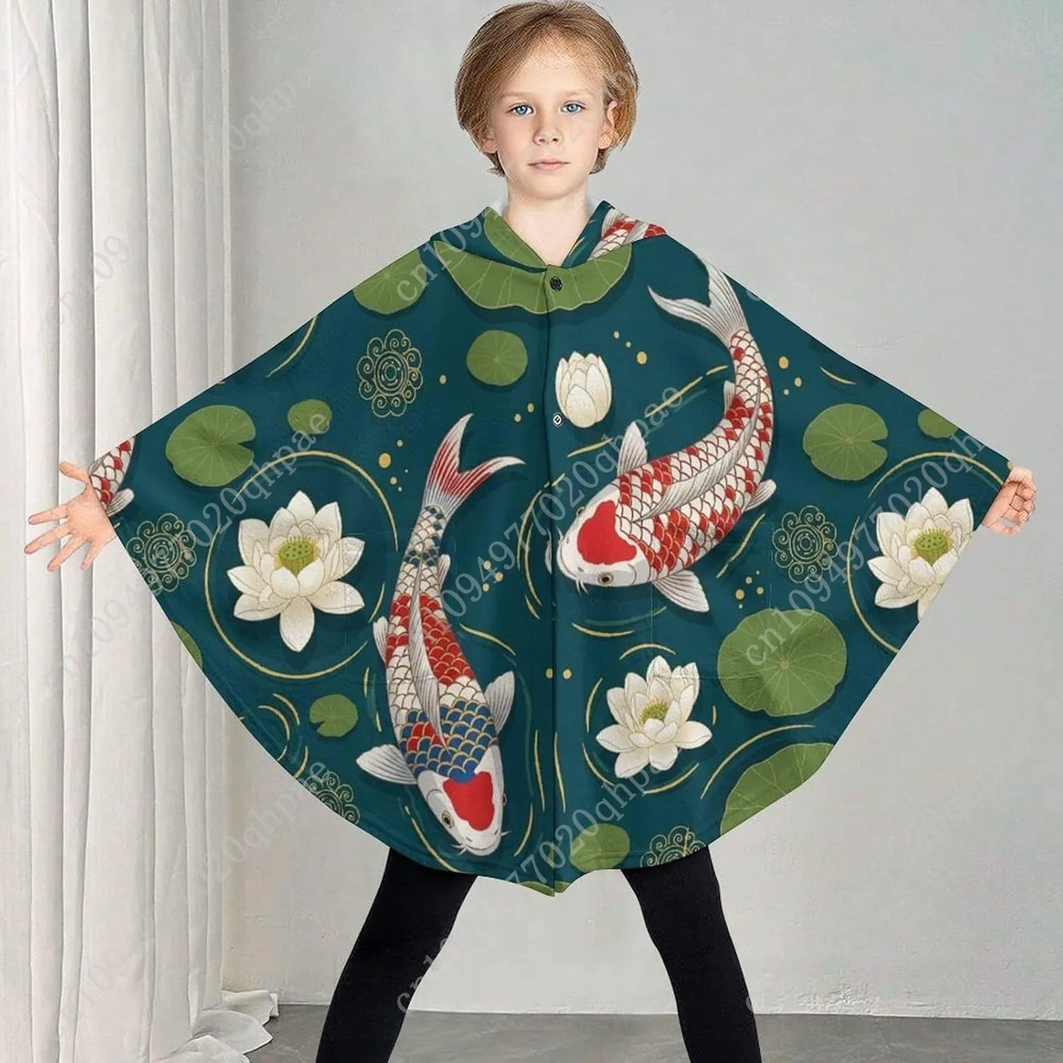 سترة بطانية مريحة من الفلانيل، سترة بغطاء للرأس كبيرة الحجم من كوي فورز مع جيوب للأطفال والمراهقين #2