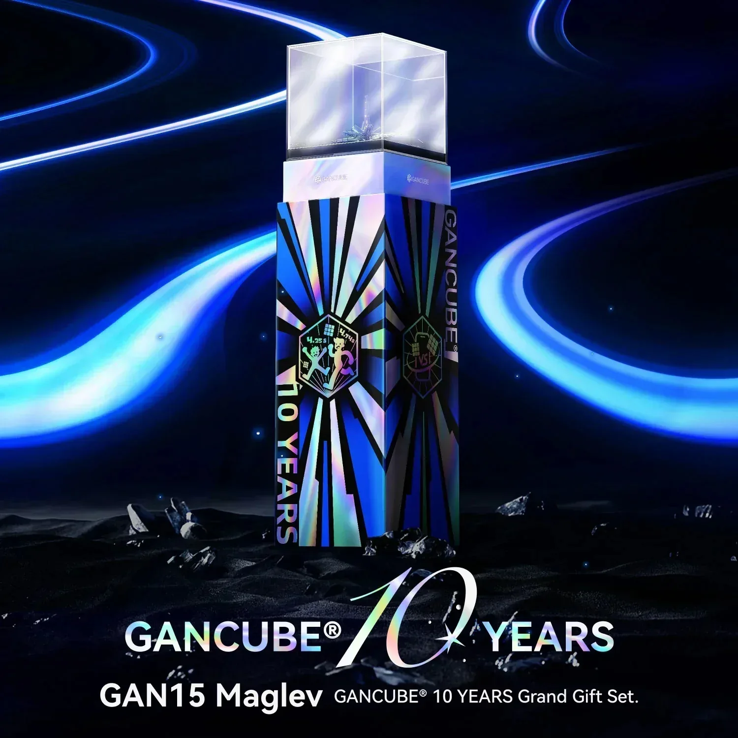 [ECube] GAN 10th Anniversary Edition 3x3 Magnetic Speed Cube Transparent Stickerless Gift Set GAN15 251MAir 251Leap 330