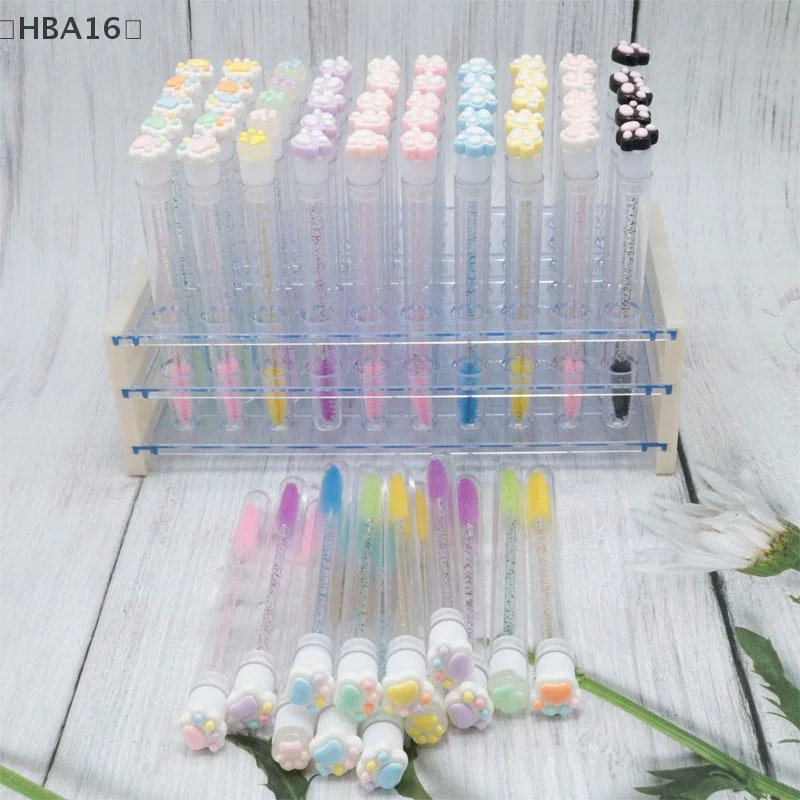 1pc artoon Cat Paw Eyelash Brush Tube Disposable Mascara Wands Tube Reusable Lash Spoolies Brush Dustproof Cleaner Storage Tubes