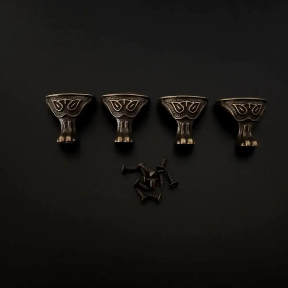 4Pc Metal Box Corner Brackets Vintage Carving Alloy Wood Jewel Case Decorative Hardware Feet Leg Protector Furniture Accessories