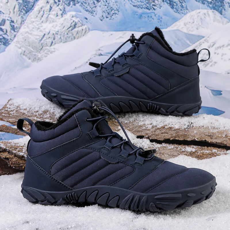 Men Snow BareFoot Casual Shoes New Winter Booties Outdoor Work Shoes Ladies Warm Fur Men Ankle Shoes Male Snow Boots Large Size