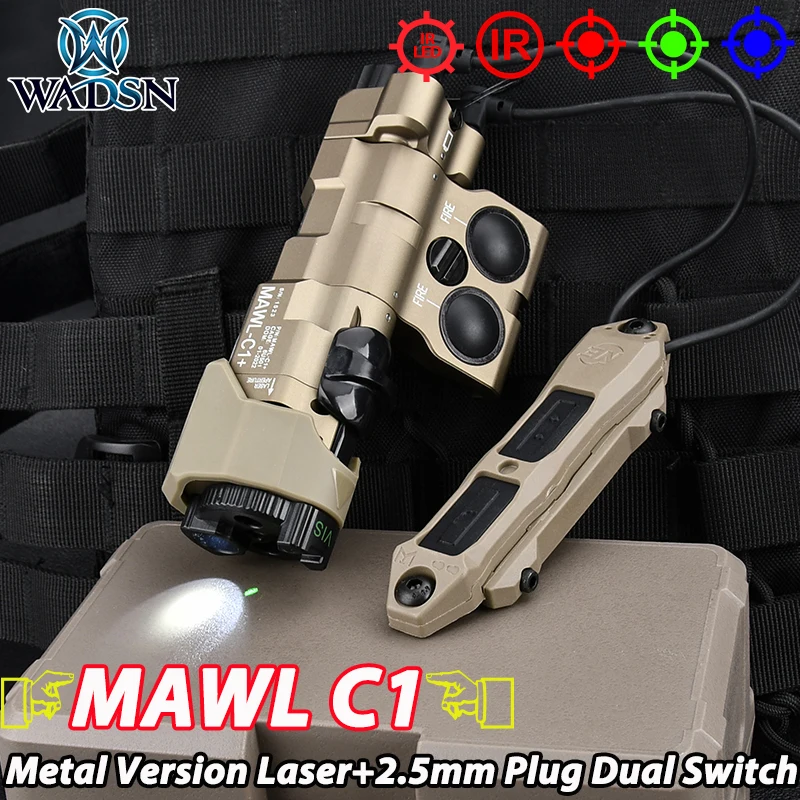 

Тактический металлический лазерный целеуказатель MAWL C1+ (красный, зеленый, синий) с ИК-лазером и ИК-подсветкой, инфракрасный ИК-излучатель MAWL и двойной пульт дистанционного управления с разъемами 2.5 мм + 2.5 мм