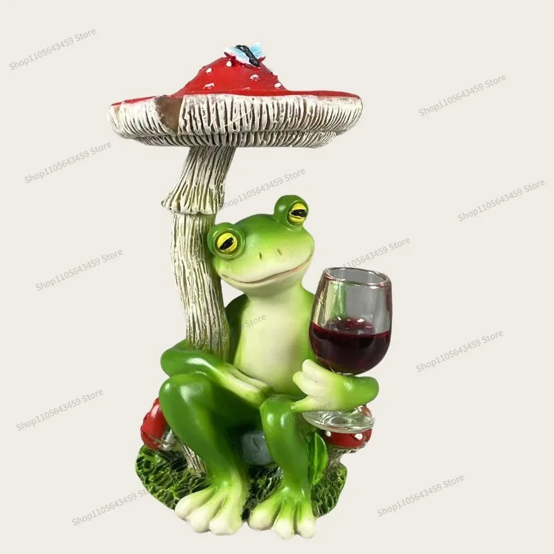 For Mushroom Frog Resin Ornament Outdoor Garden Ornament, Home Decoration Plant
