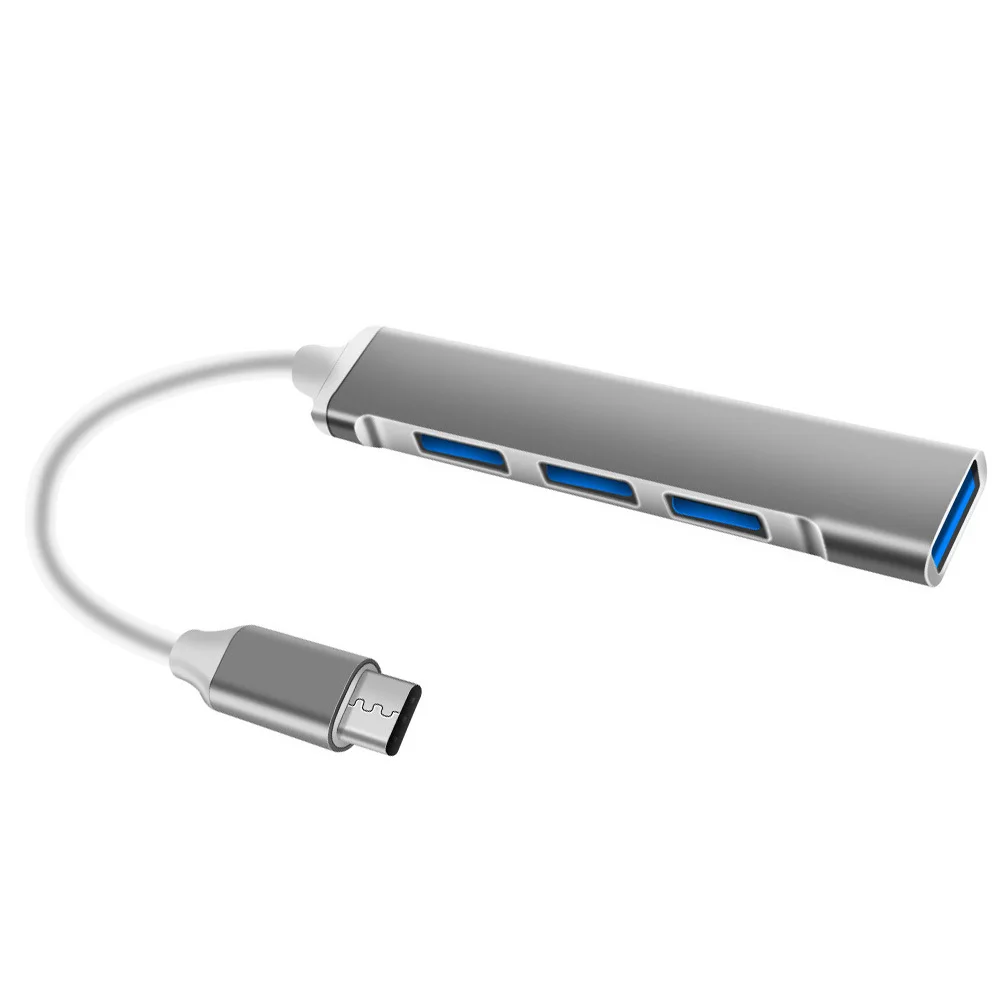 

4-портовый USB-концентратор Type-C, многофункциональный адаптер для передачи расширения из алюминиевого сплава, держатель для док-станции, совместимый ноутбук, телефон, горячая вилка