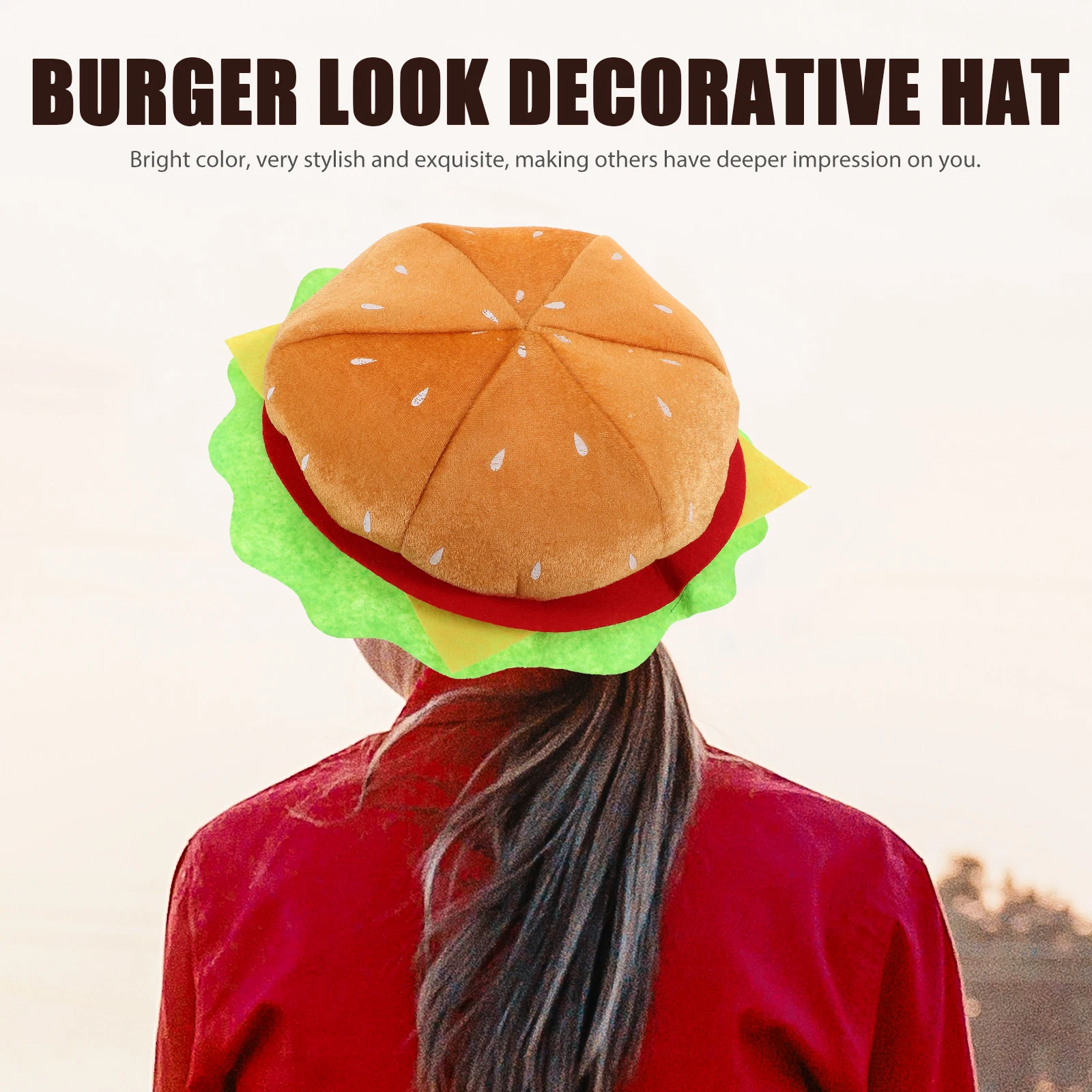 

Funny Hamburger Hat Decorative Burger Headgear Soft Material Lightweight Party Balls Celebration Cosplay Dance Performance