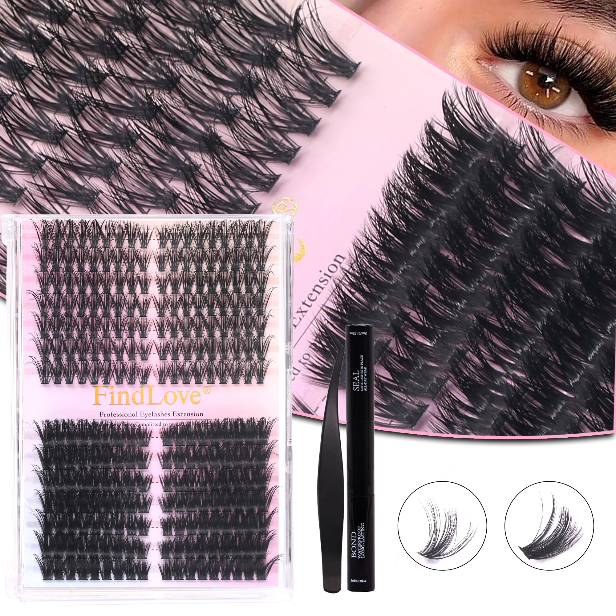 8-16mm Mixed Length 50P 80P 280pcs Clusters DIY Glue Needed Eyelashes Extension Enlarge Eyes 3D Fluffy Natural And Long Eyelash