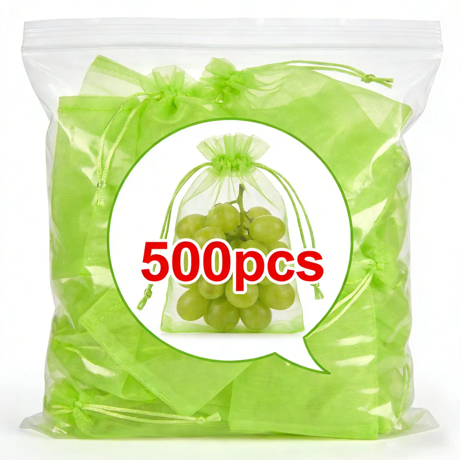 500-10PCS Fruit Protection Bags Pest Barrier Plant Netting Bag Reusable Fruits Pouch Vegetable Cover Drawstring Organza Mesh Bag
