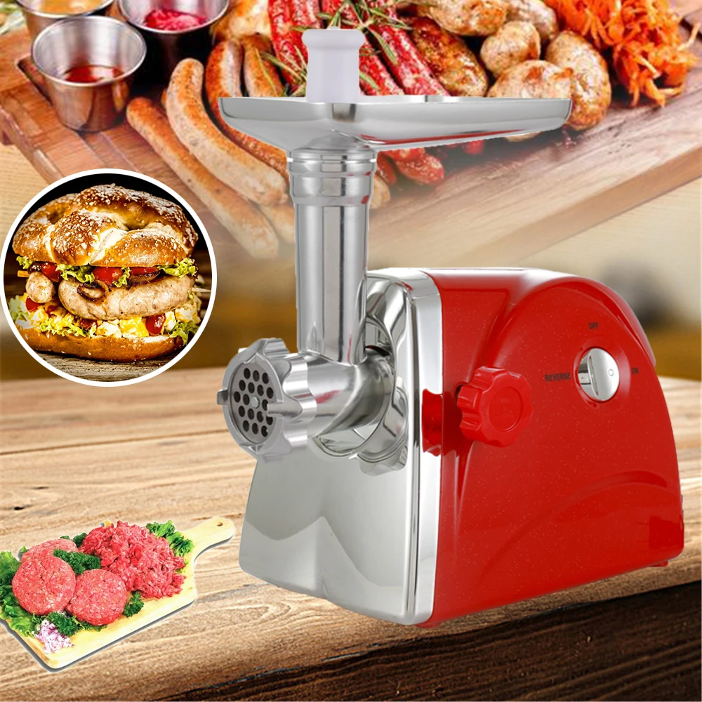 3000W Heavy Duty Stainless steel Electric Meat Grinder Meat Slicer Sausage Maker With Blades Red