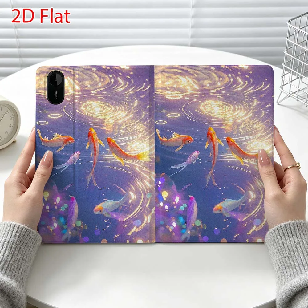 Beautiful fish pattern For Xiaomi Poco Redmi Pad 8 2 4 C1 6 6S 7 7S SE 9.7 14 11 11.2 Inch Pen Tray Tablet Case Fashion