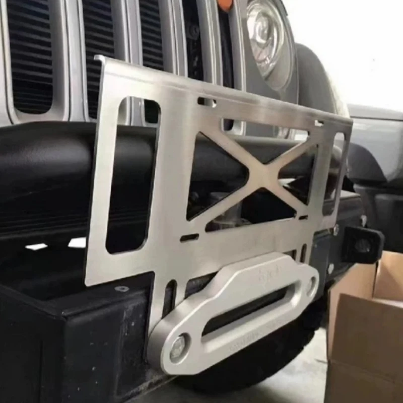 Universal 3mm Thick Fixed Winch License Plate Mount for Jeep Wrangler 10th Anniversary Toyota Tank BJ40 Offroad SUV Parts